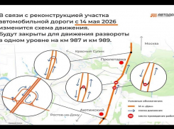 Два разворота закроют на трассе М-4 «Дон» под Шахтами