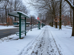 Бабушка упала у автобуса из-за снежной насыпи, образовавшейся после уборки дорог в Шахтах