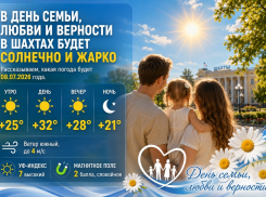В День семьи, любви и верности в Шахтах будет солнечно и жарко