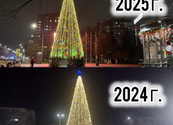 В этом году в Шахтах новая ёлка, но она ничем не отличается от старой