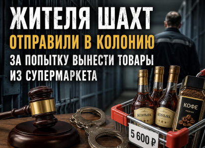 Жителя Шахт отправили в колонию за попытку украсть коньяк и кофе из супермаркета