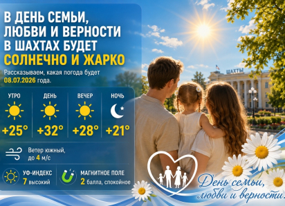 В День семьи, любви и верности в Шахтах будет солнечно и жарко