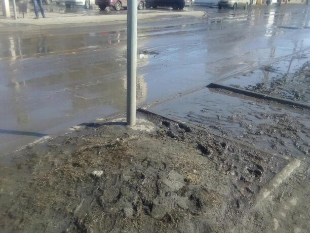 После публикации в «Блокноте Шахты» на переходе  установили светофор, но высокие бордюры и грязь остались