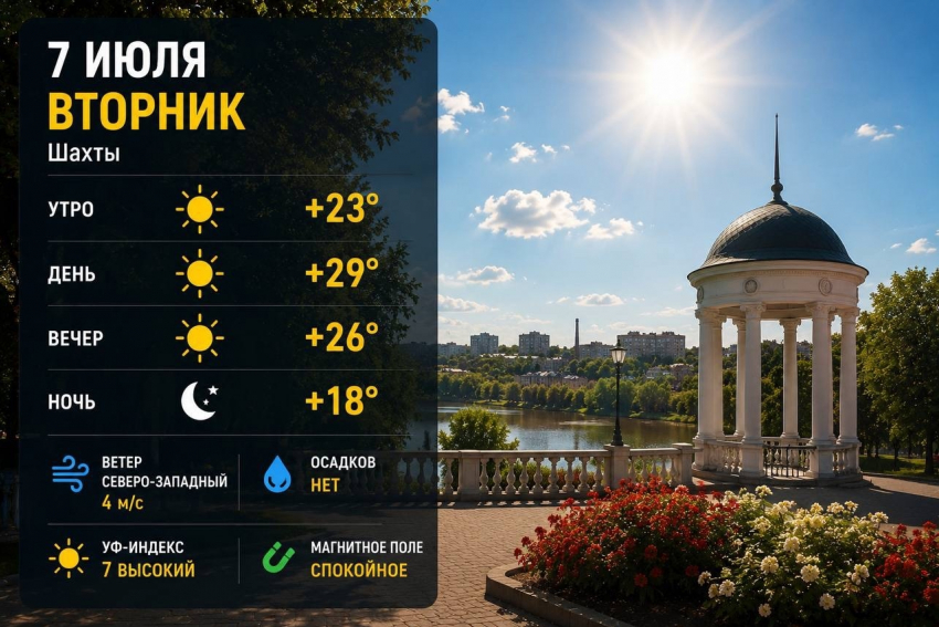 Солнечный вторник будет в Шахтах